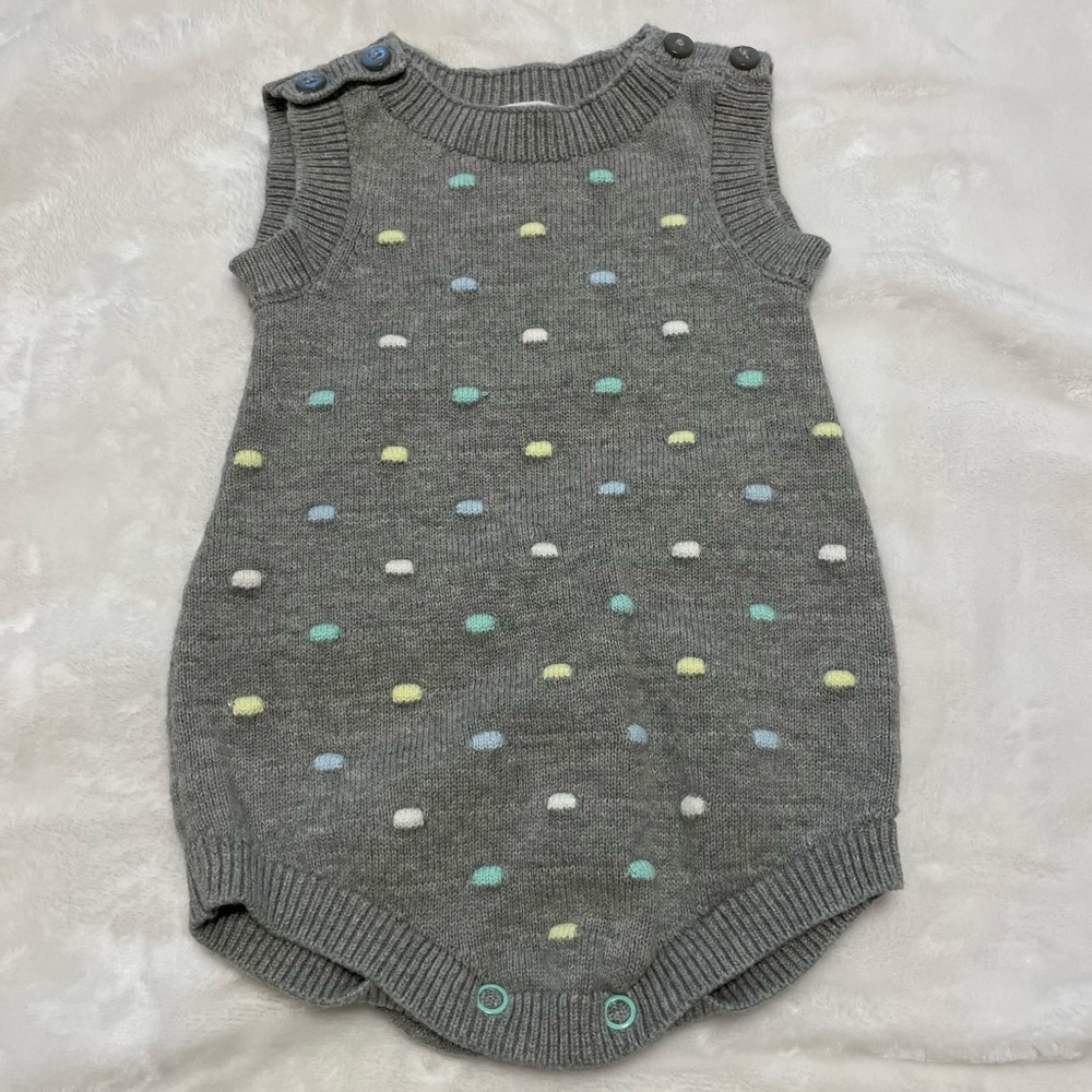 Cat & Jack Baby Sweater Onesie Polka Dot One Piece Knit Romper Outfit 0-3 Months